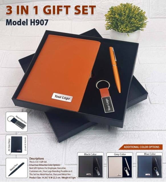 3 in 1 gift set modal h907 pendive, pen and diary
